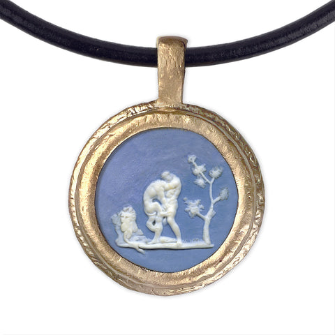 Hercules on Black Leather Necklace