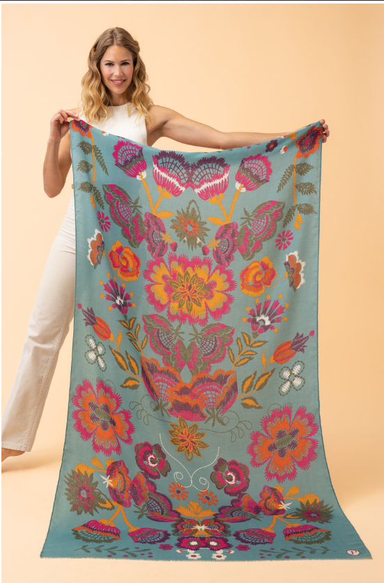 Floral Print Symmetry Print Scarf