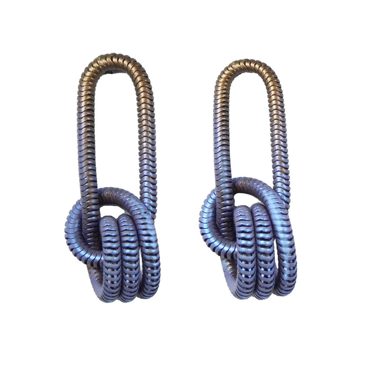 Triple Spiral Knot Earring with Blue and Green Pearl