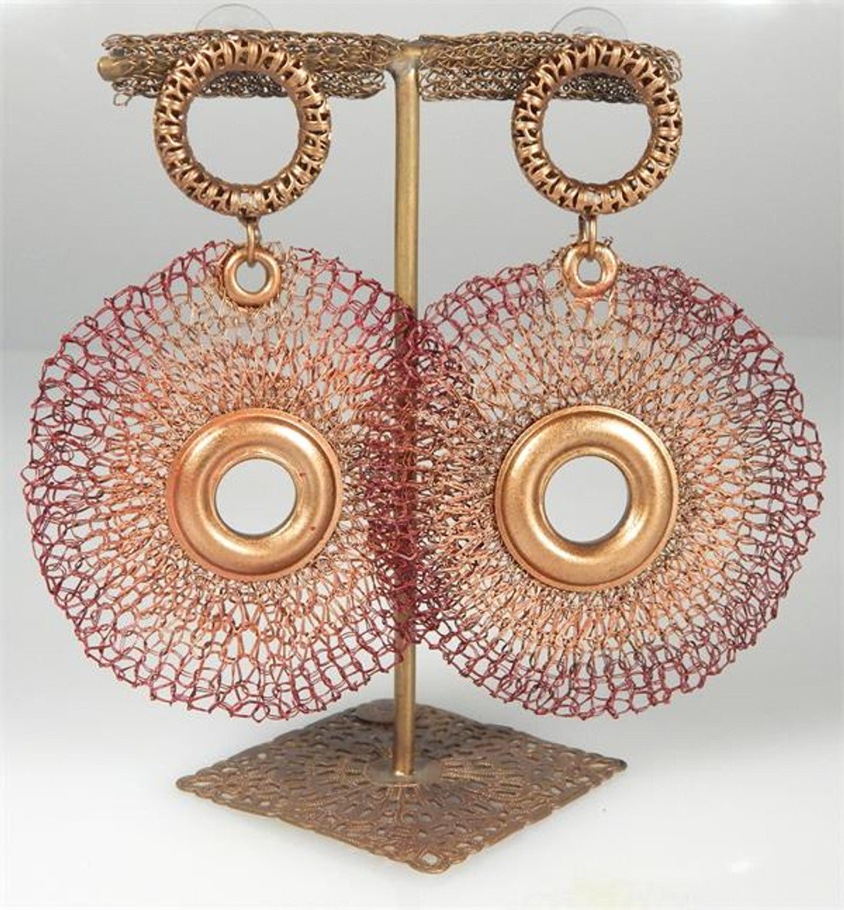 Crochet Look Earrings with Filigree Top