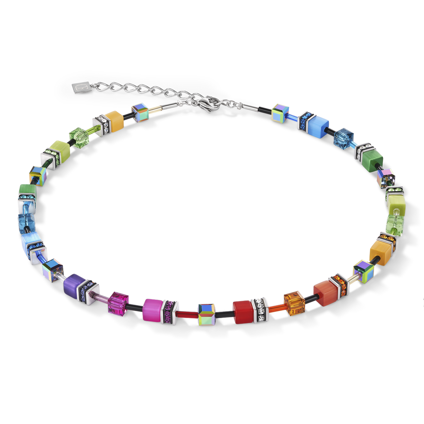 GeoCube Multicolor Rainbow Necklace