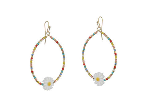 Cressida Beaded Daisy Earrings