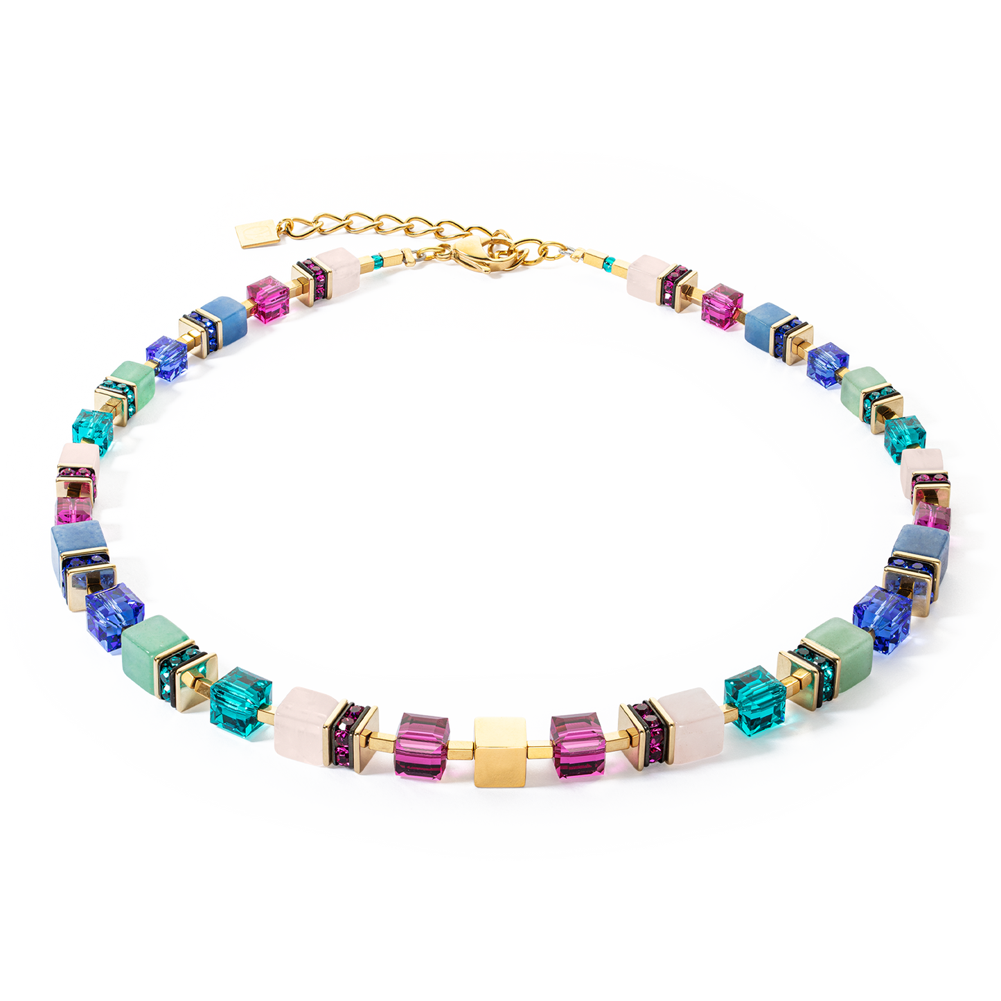 GeoCUBE Precious Statement Necklace Gold-Multicolour