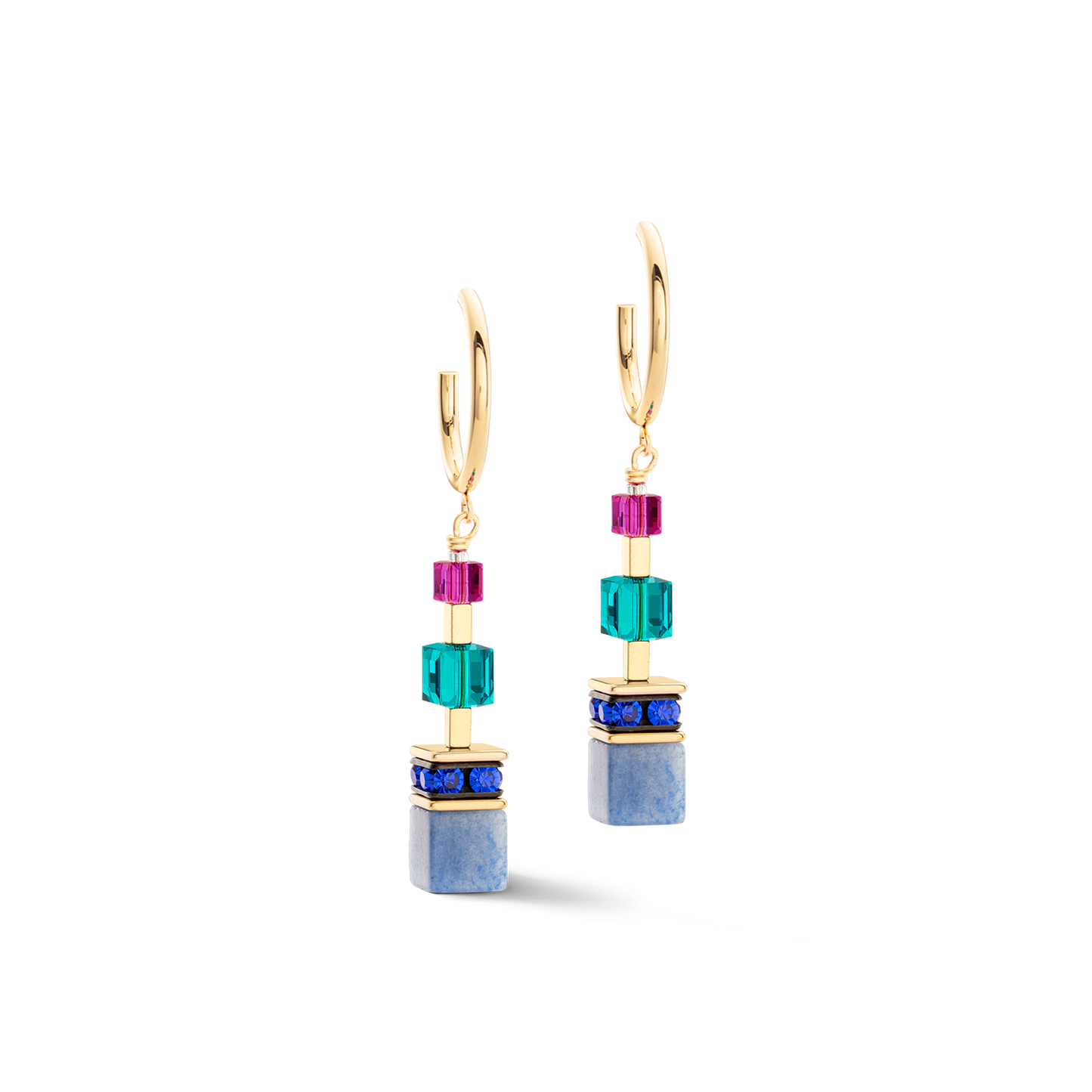 GeoCUBE® Precious Statement Earrings Gold-Multicolour