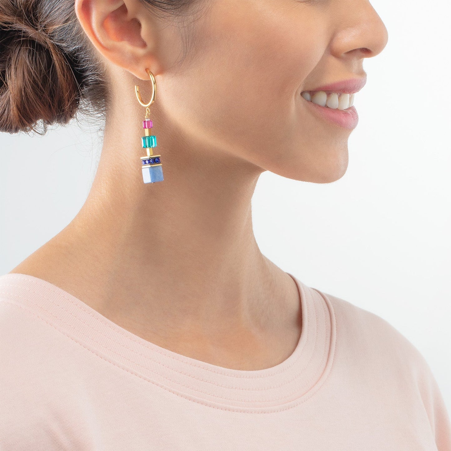 GeoCUBE® Precious Statement Earrings Gold-Multicolour