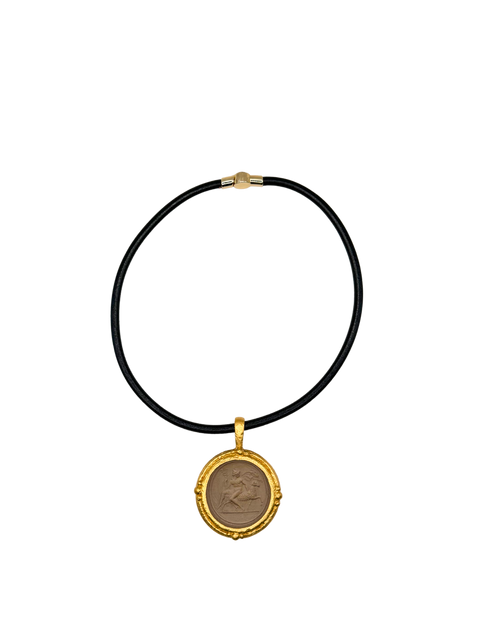 Hermes/Health Black Leather Necklace