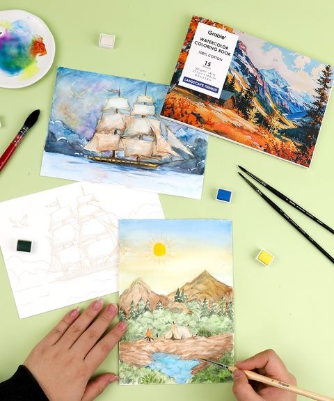 Watercolor Coloring Club Box Landscape