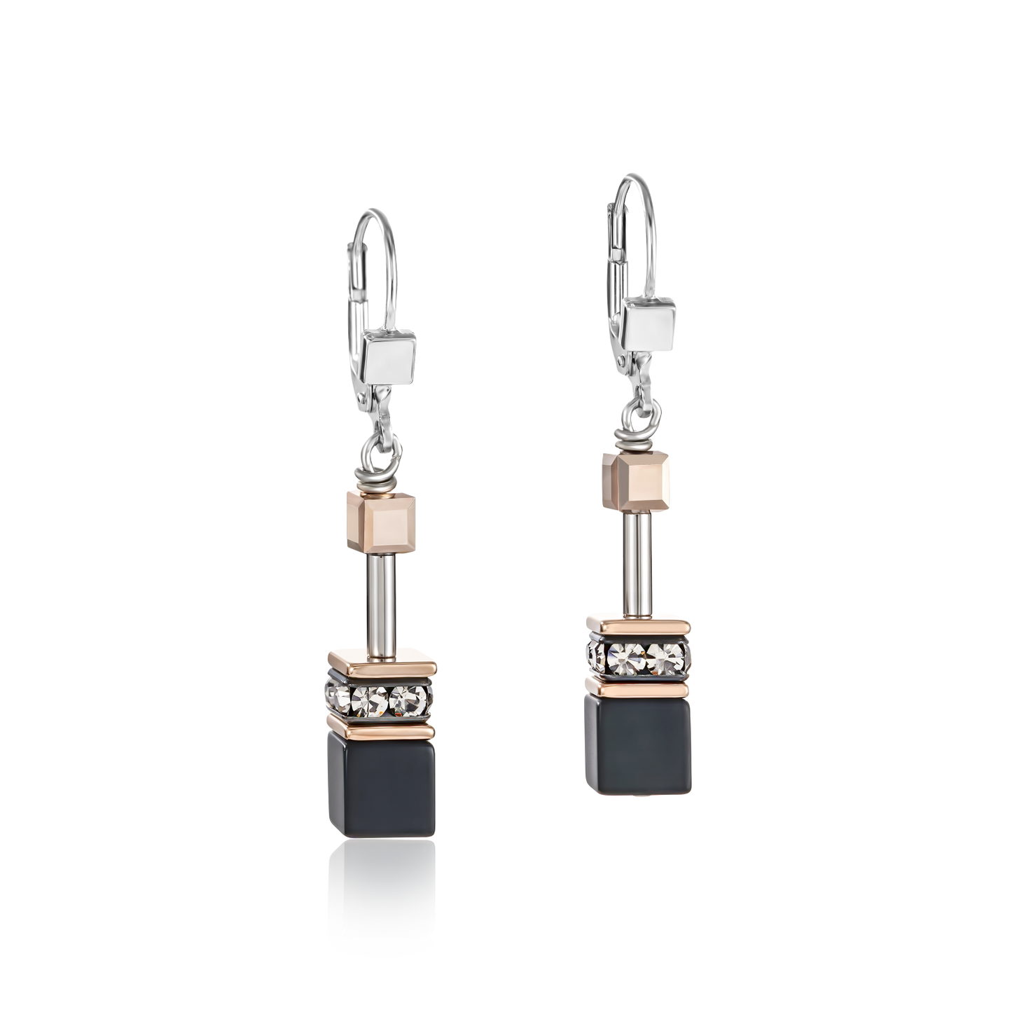 GeoCUBE Earrings onyx black-rose gold