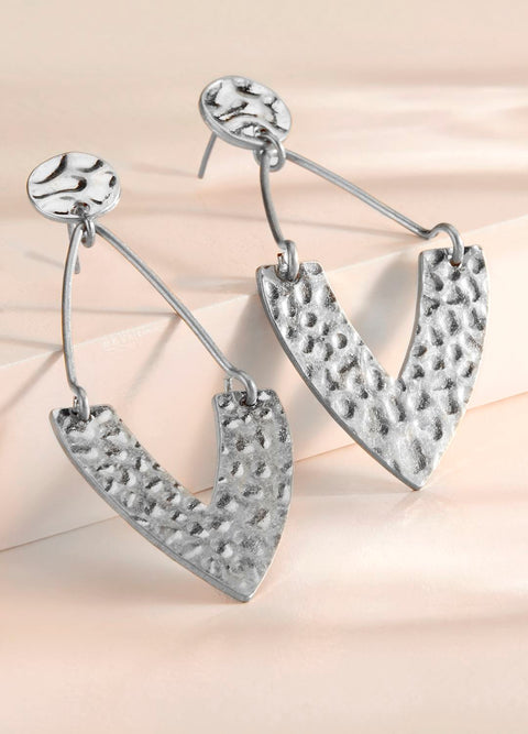 Textured Drop Triangle Earrings