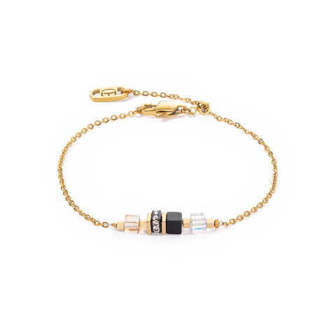 Bracelet Mini Cubes & Chain Gold-Black