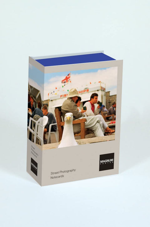 A box of Magnum Photo Street Notecards with a photograph of a street scene on the cover.