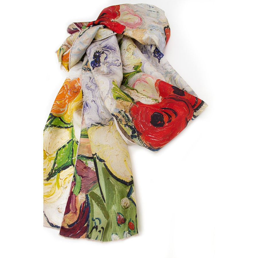Van Gogh Rose & Anemone Habotai Scarf