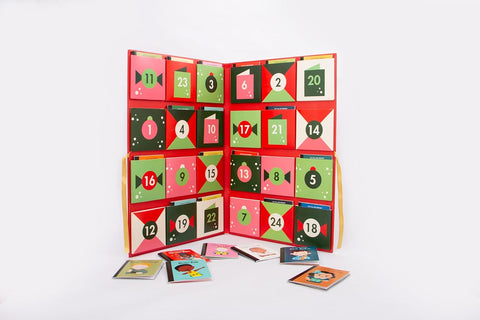 Advent calendar with numbered doors on a white background