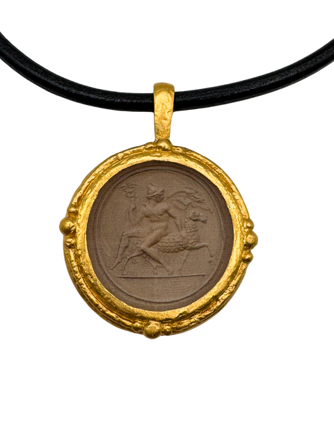 Hermes/Health Black Leather Necklace