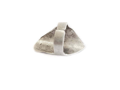 Handmade Face Brass Ring In Silver Plated