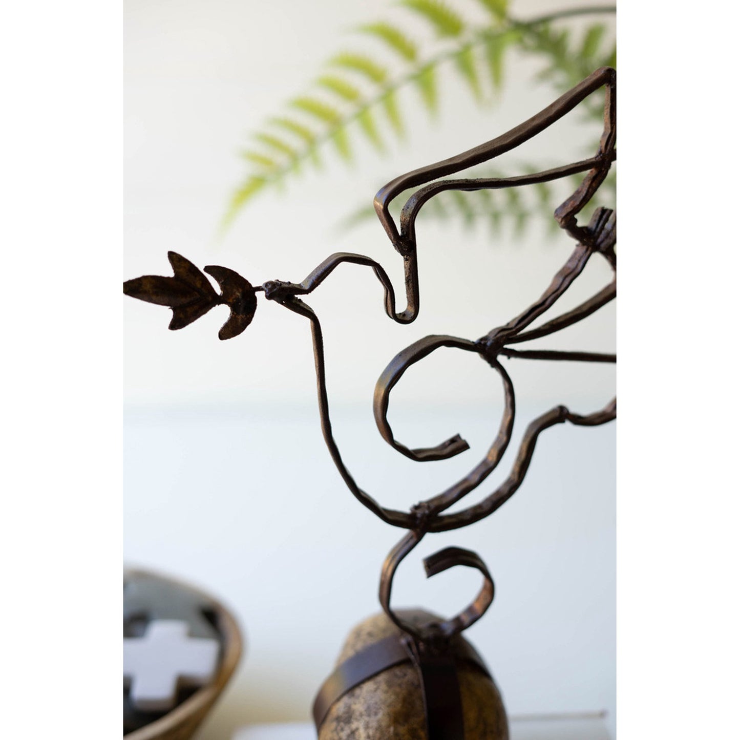 Sister Clara Metal Peace Dove on Caged Rock Base