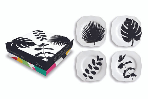 Cocktails on the Roof Plates Leaves Set of 4