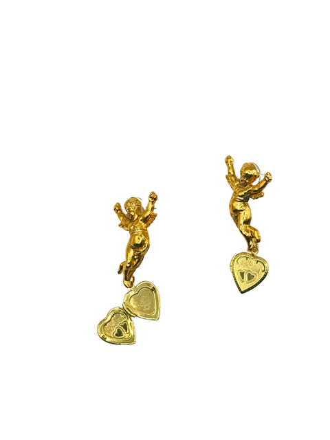 Cherub and Heart Locket Earring