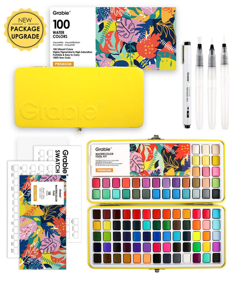 Watercolor Set of 100 with Brushes