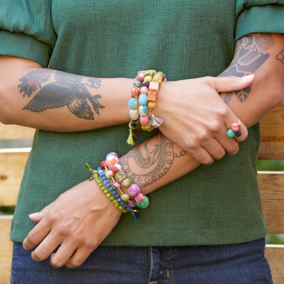 Kantha Spiral Shapes Bracelet