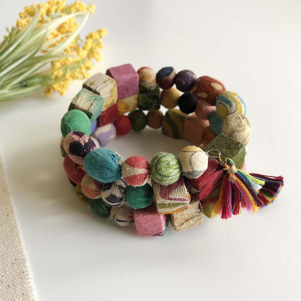 Kantha Spiral Shapes Bracelet