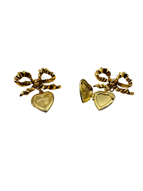 Bow and Heart Locket Earring