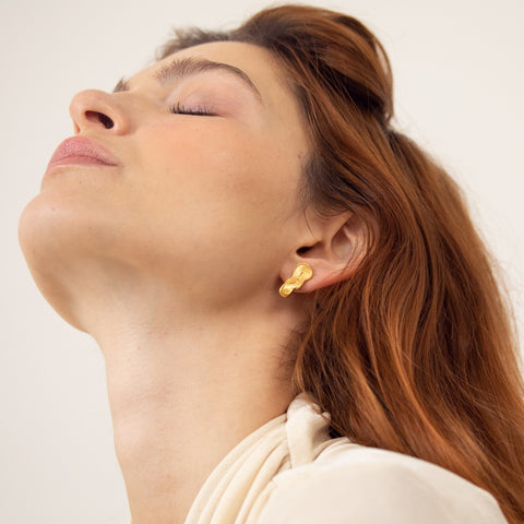 Dali Large Clock Earrings Gold