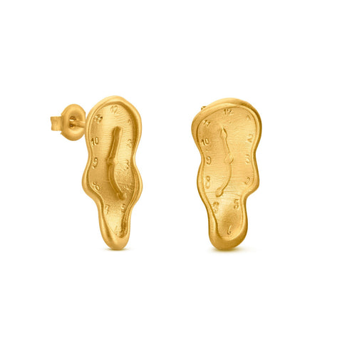 Dali Large Clock Earrings Gold