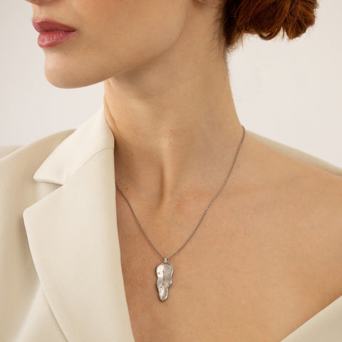 Dali Clock Necklace Silver
