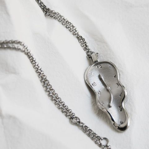 Dali Clock Necklace Silver