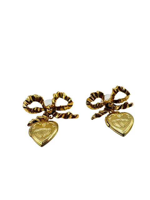 Bow and Heart Locket Earring