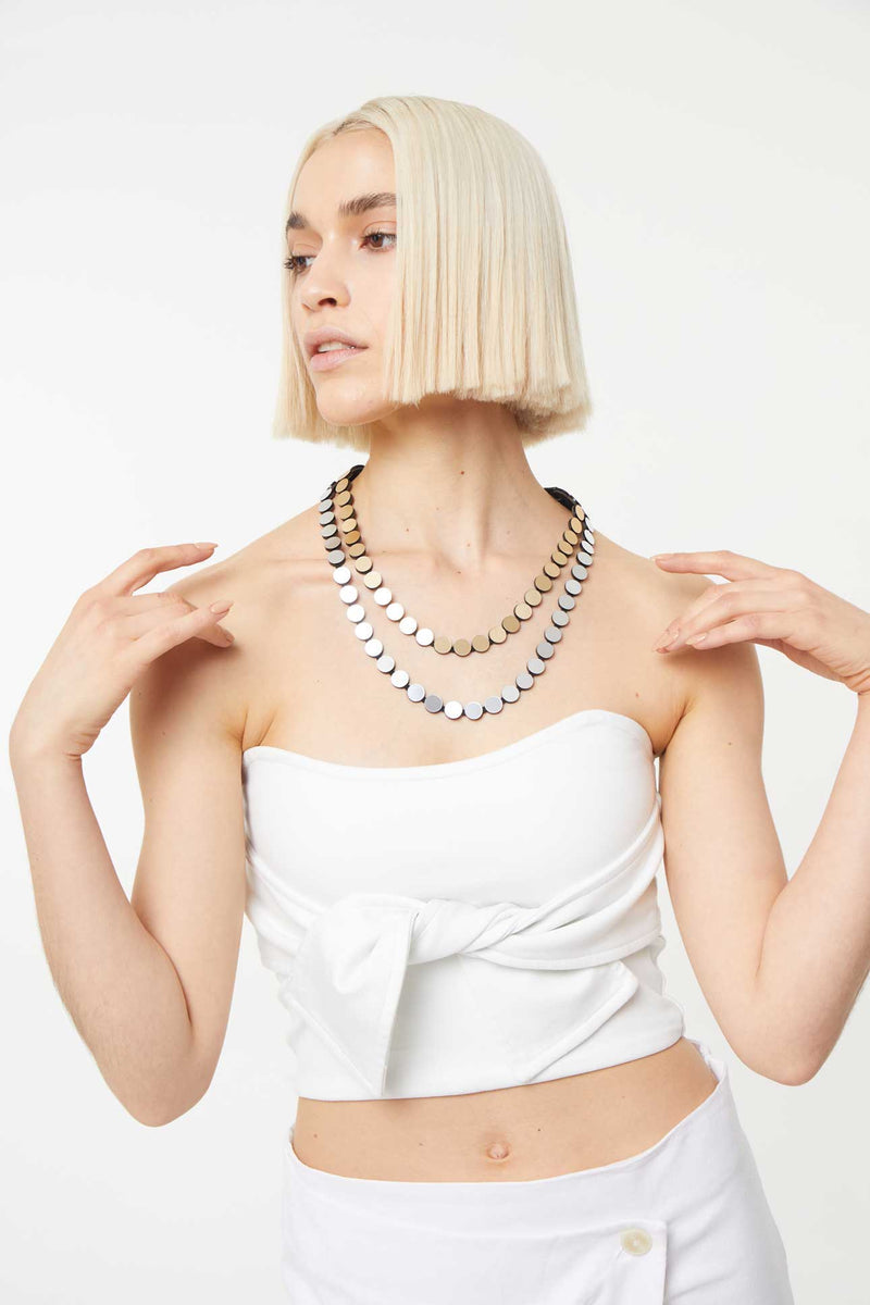 Abstraction Necklace Silver and Gold