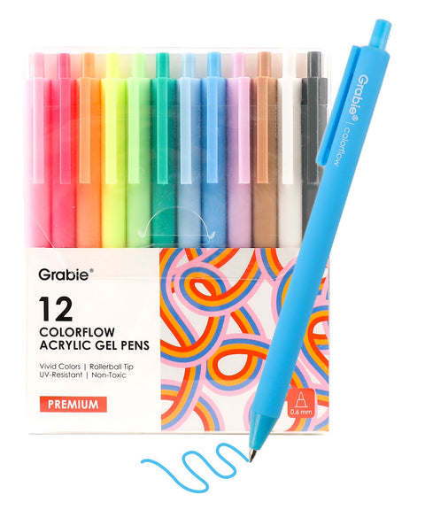 Retractable Colorflow Acrylic Gel Pen Set of 12