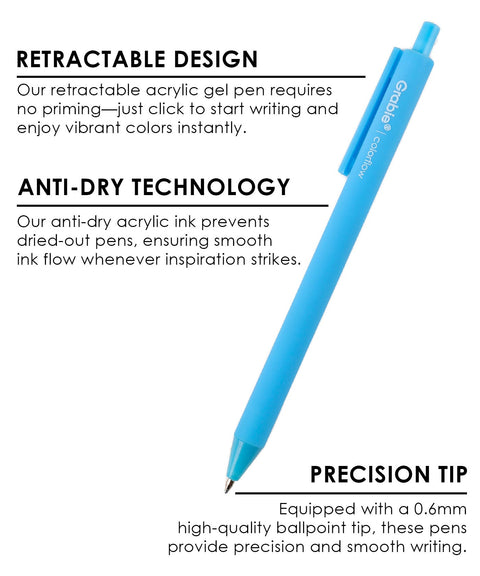 Retractable Colorflow Acrylic Gel Pen Set of 12