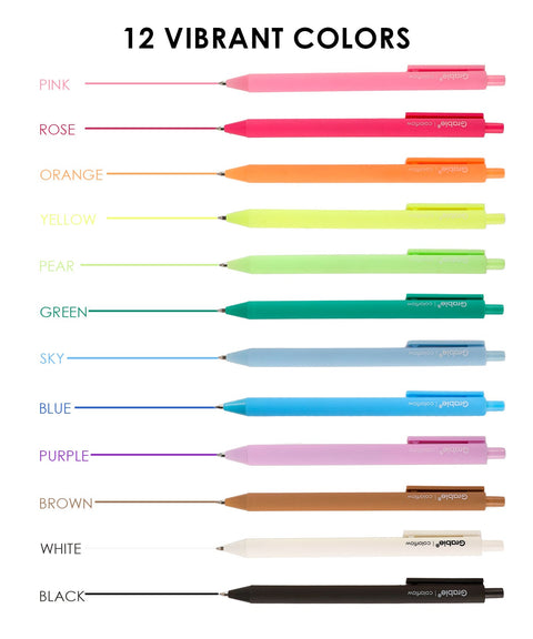Retractable Colorflow Acrylic Gel Pen Set of 12
