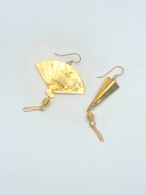 Antique Gold Fan Earring