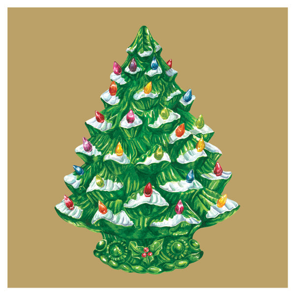 Vintage Christmas Tree Cocktail Napkins
