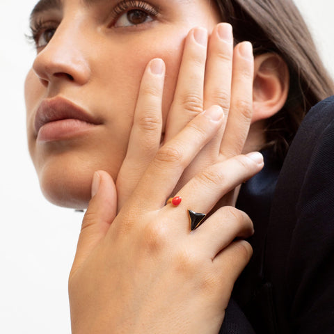 Miro Black Triangle Golden Ring Adjustable
