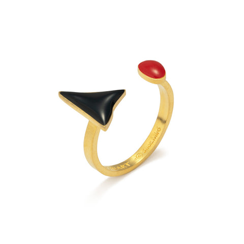 Miro Black Triangle Golden Ring Adjustable