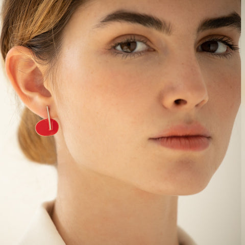 Red and Silver Miro Earring