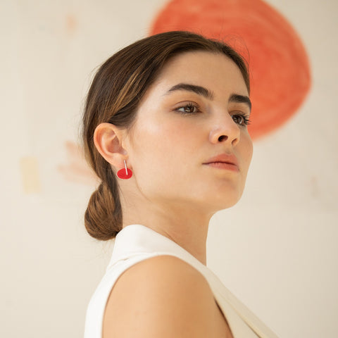 Red and Silver Miro Earring