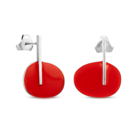 Red and Silver Miro Earring