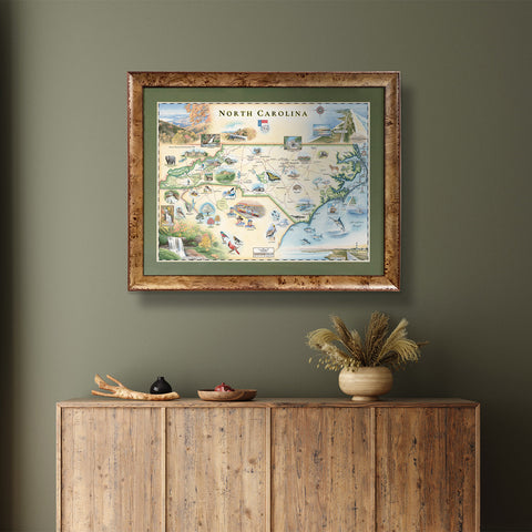 North Carolina Hand Drawn Map 18x24