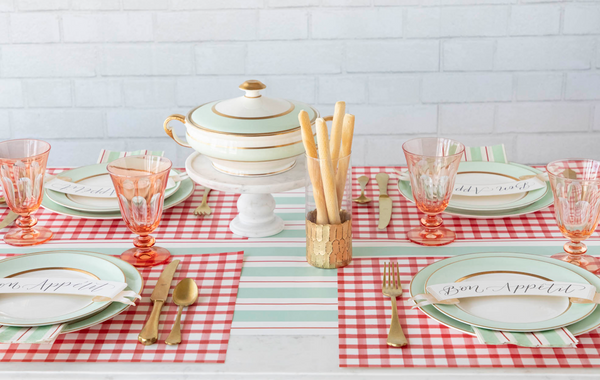 Seafoam & Red Awning Stripe Runner