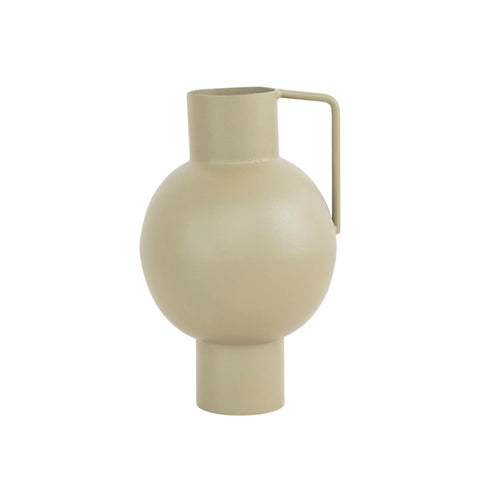 Textured Metal Vase with Handle in Cream