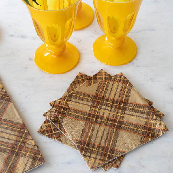 Autumn Plaid Cocktail Napkin