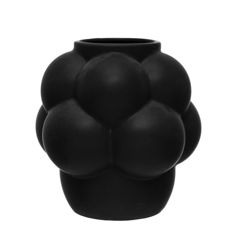 Black Stoneware Vase with Raised Dots