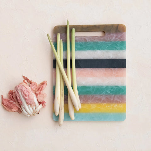 Marbled Resin Striped Serving Board