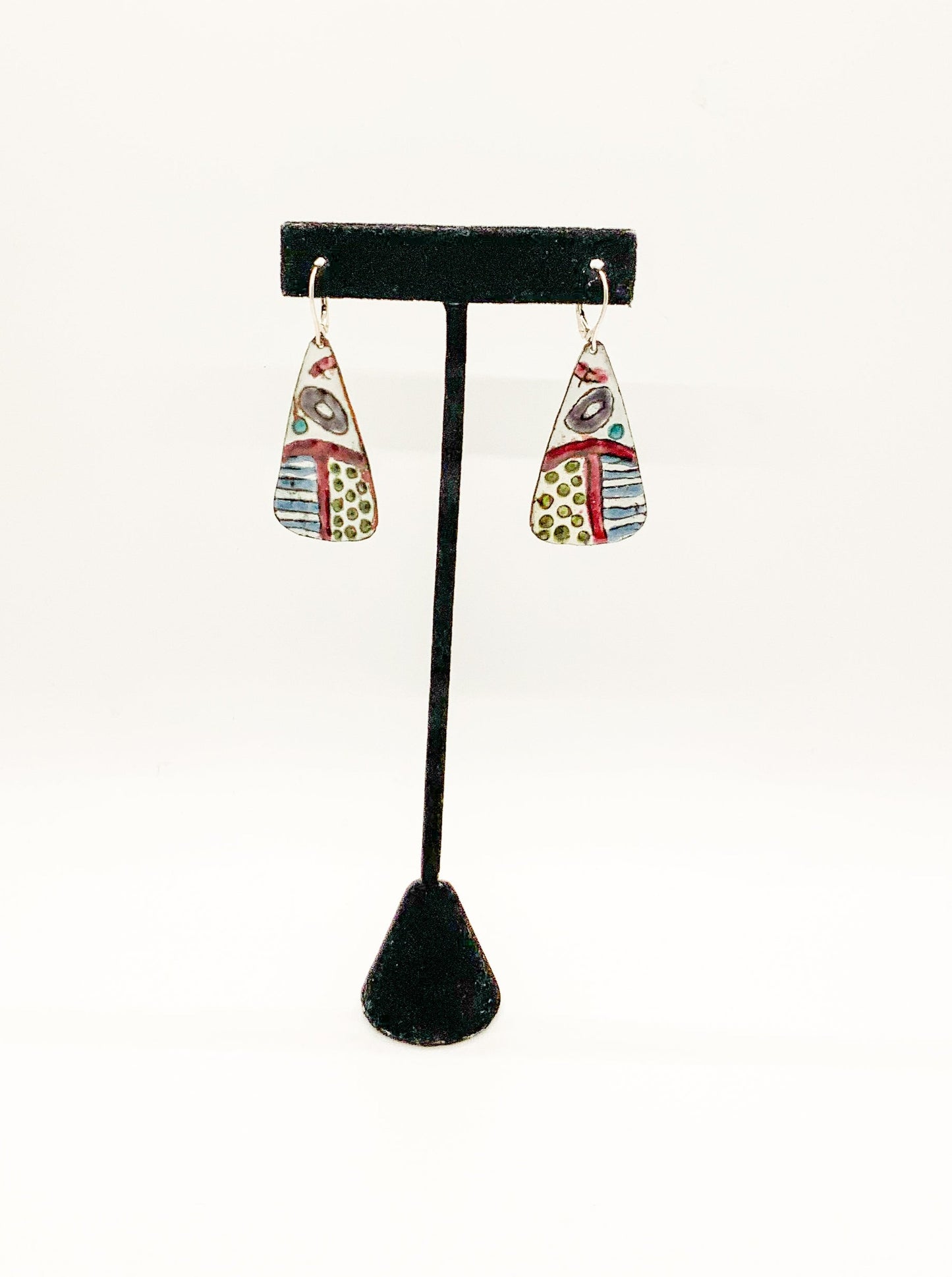 Long Triangle Enamel Earrings