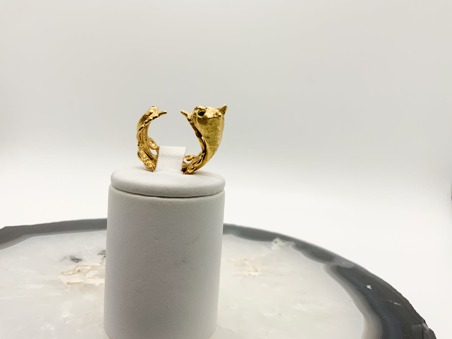 Kitty Cat Ring with Emerald Eyes